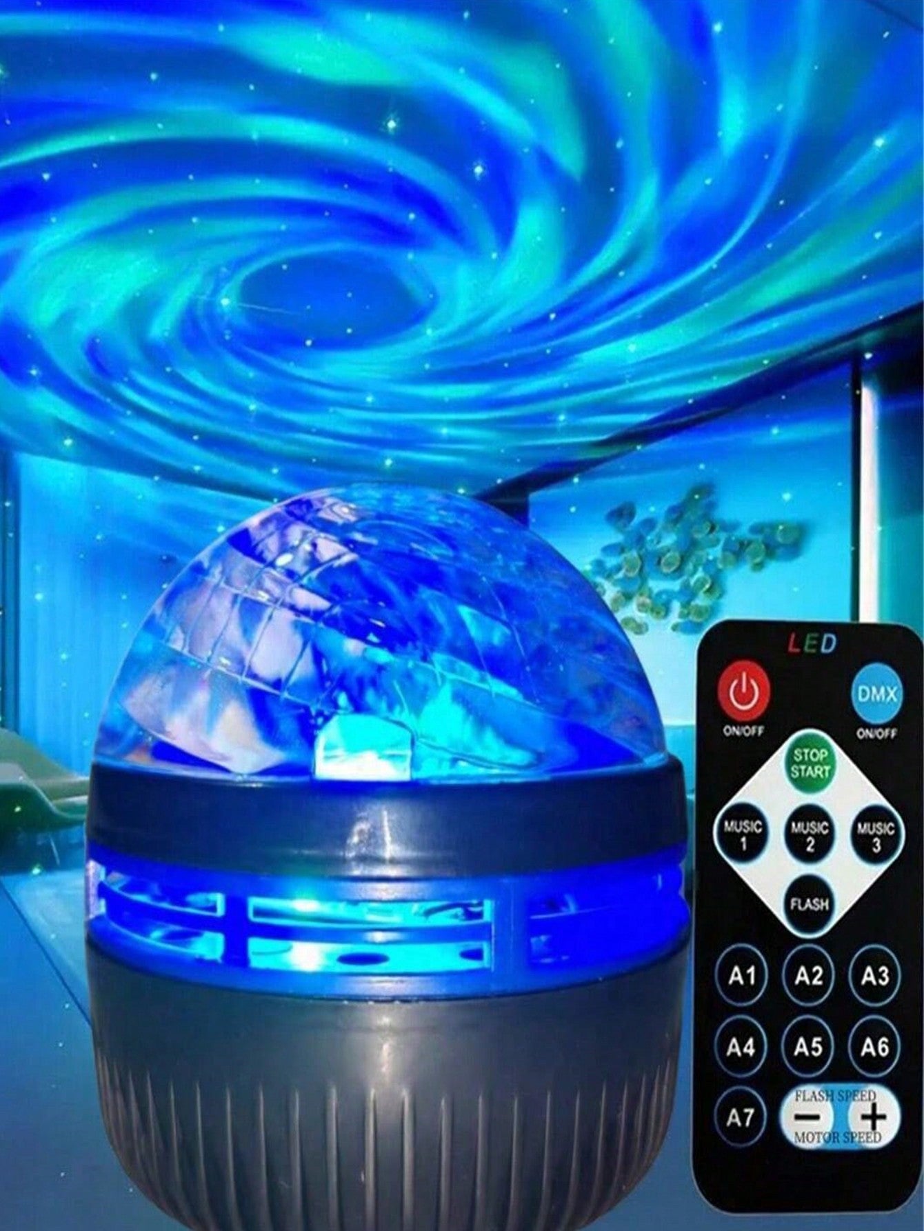 1Pc Usb Galaxy Night Light Projector with Remote Control, 7 Colors, for Bedroom, Adult Game Room, Home Theater, Room Decoration, Valentine'S Day Gift, Camping, Wedding Decoration