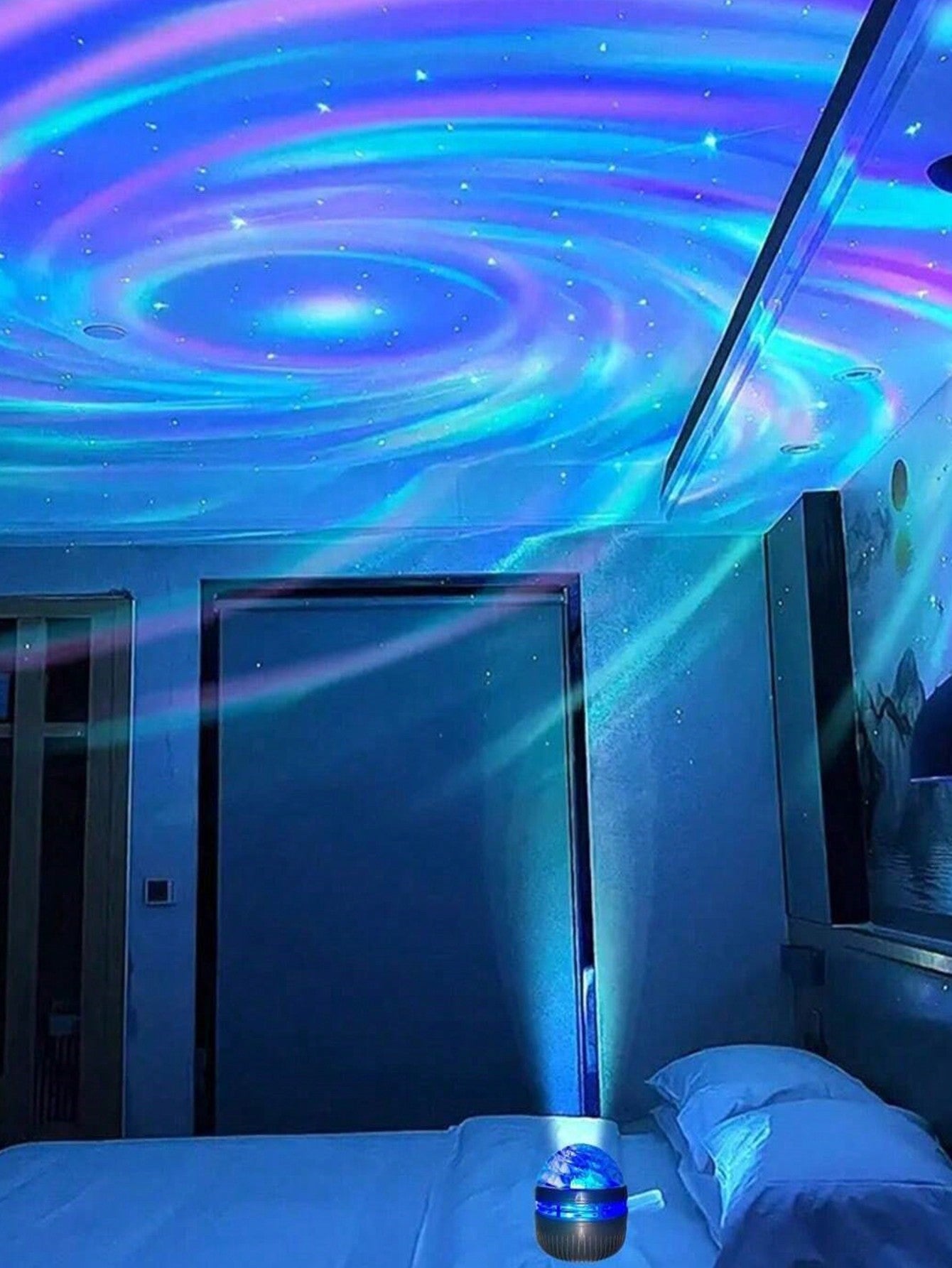 1Pc Usb Galaxy Night Light Projector with Remote Control, 7 Colors, for Bedroom, Adult Game Room, Home Theater, Room Decoration, Valentine'S Day Gift, Camping, Wedding Decoration