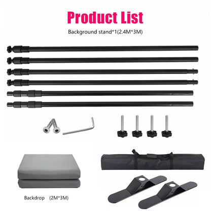 Double-Crossbar Backdrop Background Stand Frame Support System for Photography Photo Studio Video Muslin Green Screen